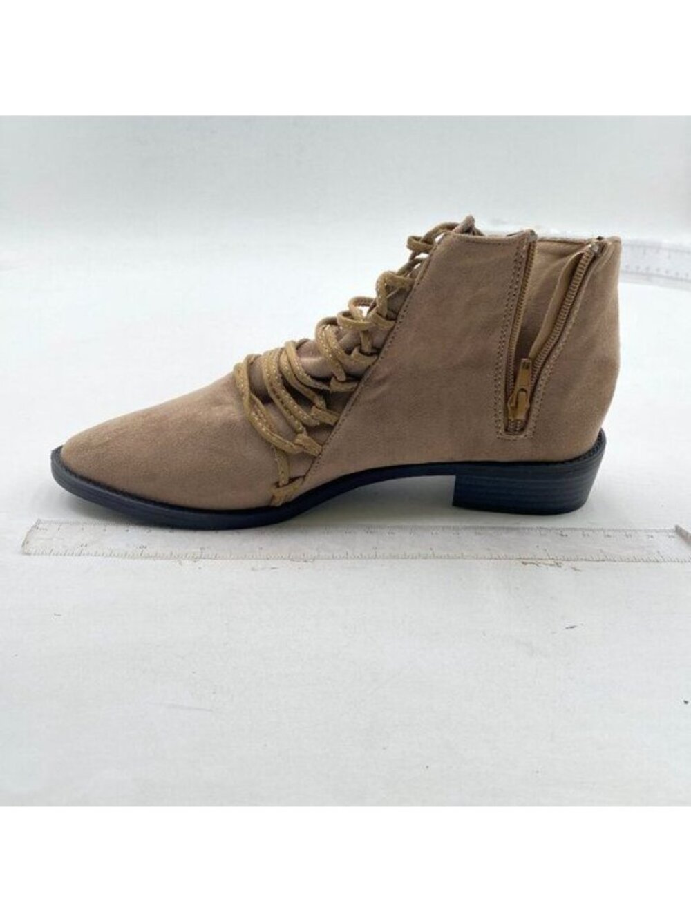 Ankle Boots for Women Low Heel Fashion Lace Up Zipper Booties Ladies Sneaker